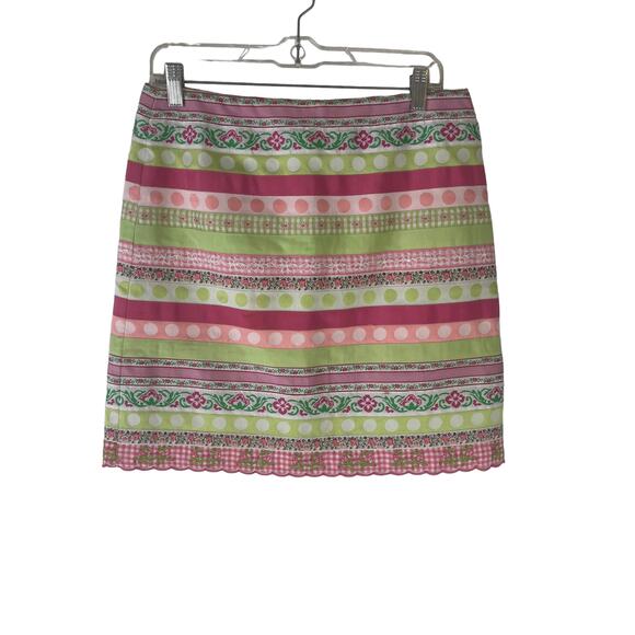 Lily‎ Pulitzer Size 6 Small Vintage Prep Patch Work Pink Green Mini Skirt - Picture 1 of 8